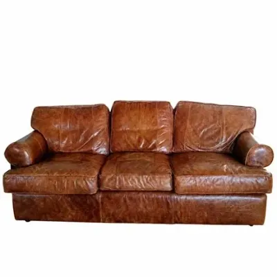 Lot 078  
Arhaus Distressed Brown Leather Three-Seat Sofa