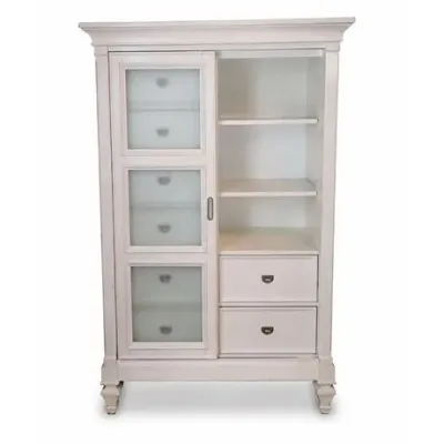 Lot 012   
White Painted Storage Cabinet with Frosted Glass Doors and Drawers