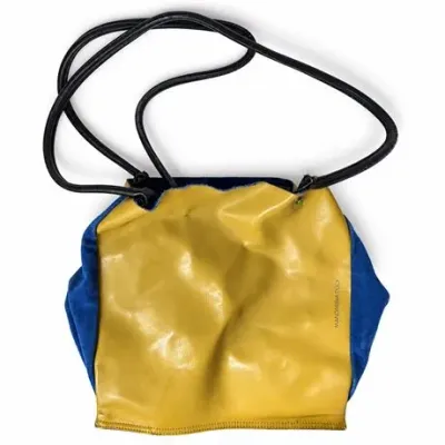 Lot 062   
Mandarina Duck Mustard and Cobalt Color-Block Shoulder Bag