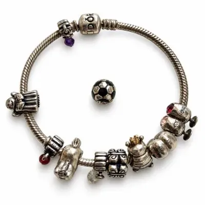 Lot 041  
Pandora Sterling Silver Charm Bracelet with 11 Assorted Charms