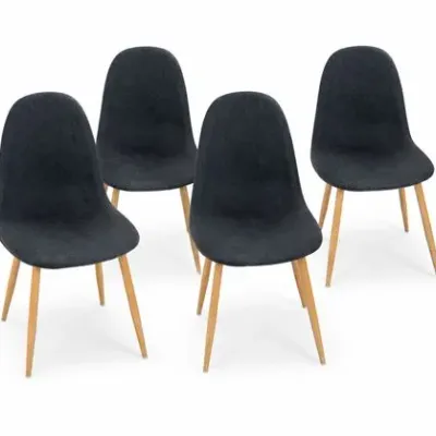 Lot 006  
Set of Four Modern Gray Upholstered Dining Chairs