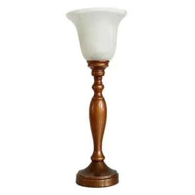 Lot 055   
Bronze-Tone Torchiere Table Lamp with Marbled Glass Shade