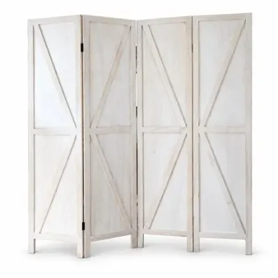 Lot 059   
Four-Panel Whitewashed Wood Folding Room Divider