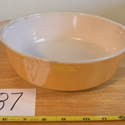 Vintage Anchor Hocking Fire King Iridescent Glass Peach Lustre Casserole Gold