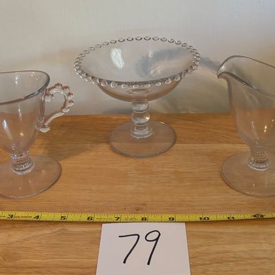 Vintage Imperial Candlewick Clear Glass Footed Pedestal Lot