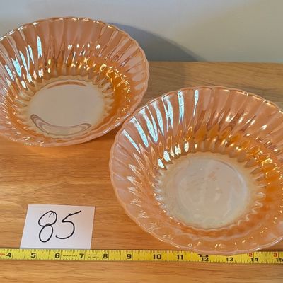 Vintage ANCHOR HOCKING FIRE KING PEACH LUSTRE 8.5 In. Set Of 2 Bowls