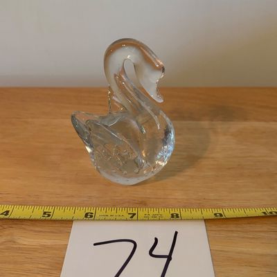 Vintage art glass Swan Contolled Bubbles Polished bottom