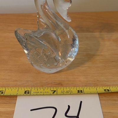 Vintage art glass Swan Contolled Bubbles Polished bottom