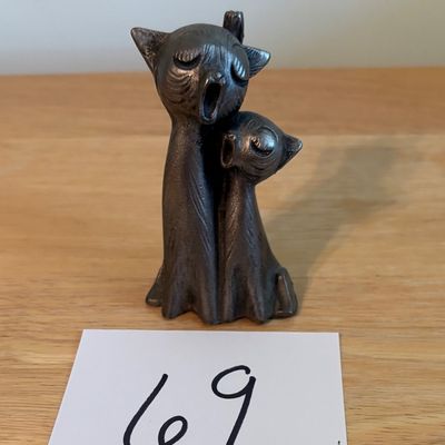 Pewter Singing Cats 3" Figurine Mid Century Modern