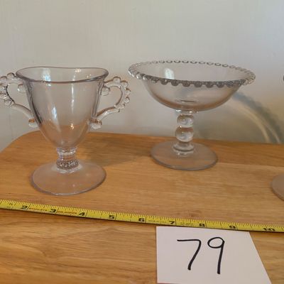 Vintage Imperial Candlewick Clear Glass Footed Pedestal Lot