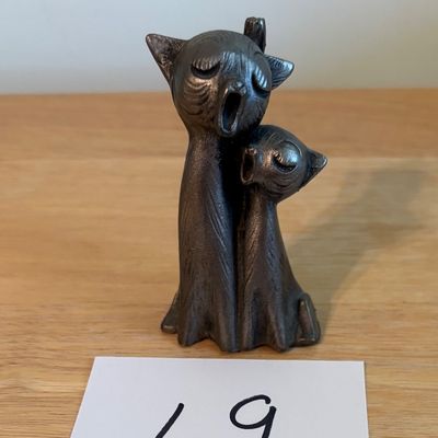 Pewter Singing Cats 3" Figurine Mid Century Modern