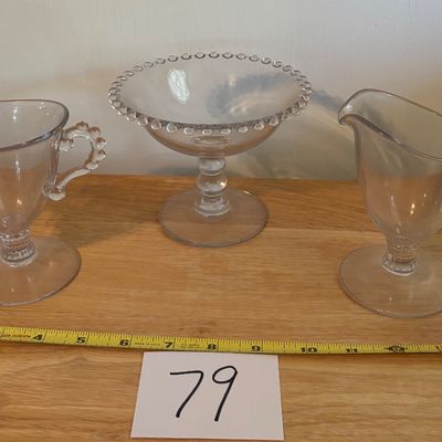 Vintage Imperial Candlewick Clear Glass Footed Pedestal Lot