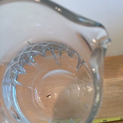 Mouth Blown BLOCK Crystal Water Pitcher Hand Polished Acid Etched On Bottom
