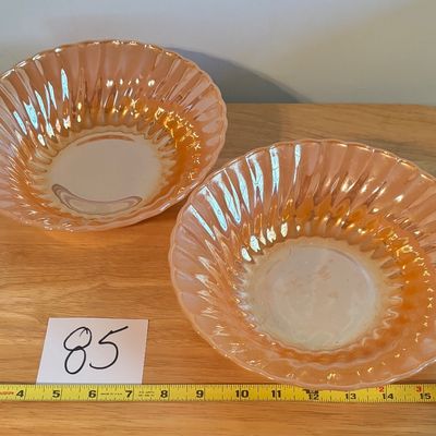 Vintage ANCHOR HOCKING FIRE KING PEACH LUSTRE 8.5 In. Set Of 2 Bowls