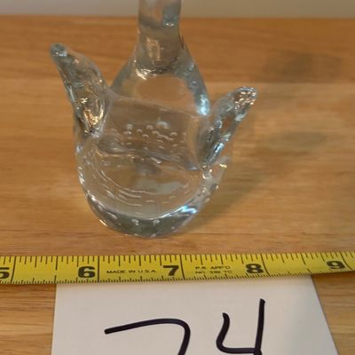 Vintage art glass Swan Contolled Bubbles Polished bottom