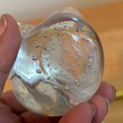 Vintage art glass Swan Contolled Bubbles Polished bottom