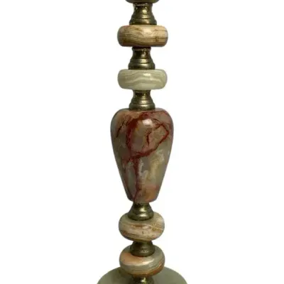 Vintage Marble & Brass Table Lamp Stone Accent Decorative Lighting 20"H Classic Home Décor