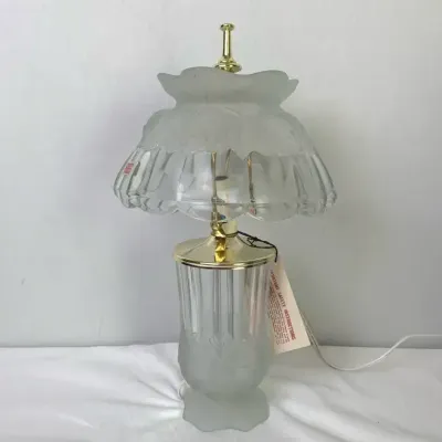 Vintage Imperlite Glass Table Lamp – Made in Portugal, Crystal-Style Floral Design