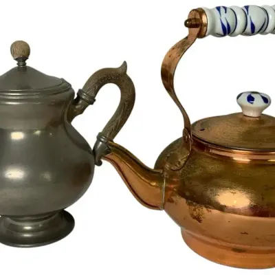 The Cellar Copper Teapot & Royal Holland Pewter Daalderop Pair – Vintage Collectible Tea Set