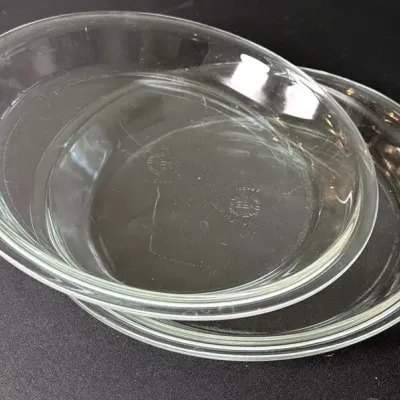 Pair of Vintage Pyrex No. 210 10-Inch Clear Glass Pie Plates