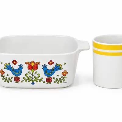 Vintage Mixed Kitchenware Lot Rondure Stone Japan CorningWare I Love You Mugs