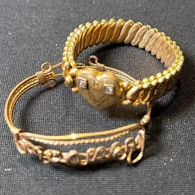 Pair of Vintage Gold-Tone Child’s Bracelets – “Nancy” Wire Name Bracelet