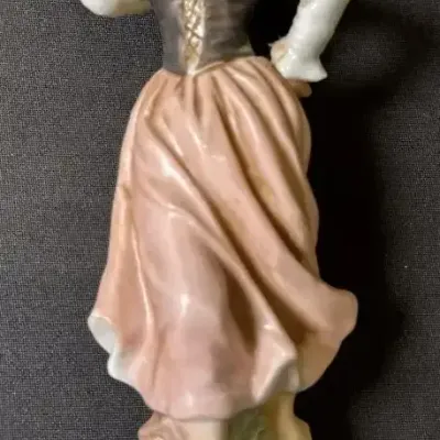 Porcelain Woman Figurine with Bowl – Approx. 8”