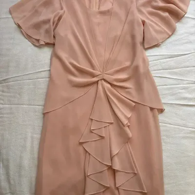 Peach Ruffle Dress – Back Zipper – Size & Brand Unknown