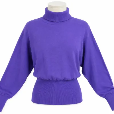 Vintage Meister Women’s Medium Wool Ski Sweater Purple Dolman Sleeves Hong Kong
