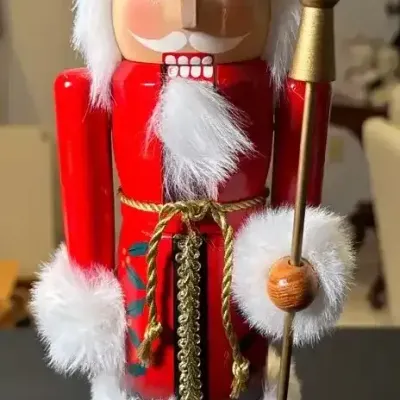 15” Wooden Santa-Style Nutcracker with Staff