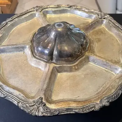 Vintage English Silver Mfg. Corp. Silver-Plated Revolving Serving Tray / Lazy Susan