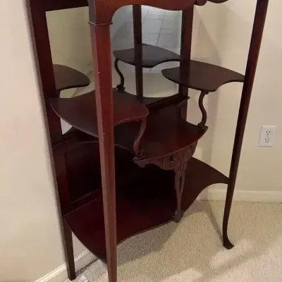 Vintage Mirrored Display Étagère / Whatnot with Staggered Shelves