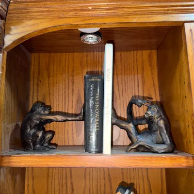 Sale Photo Thumbnail #26: Set of Bronze Monkey Bookends