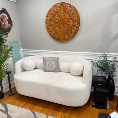 Sale Photo Thumbnail #29: White Fabric Love Seat 
