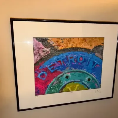 Sale Photo Thumbnail #106: Framed Detroit Sewer Cover Litho Artist Signed 