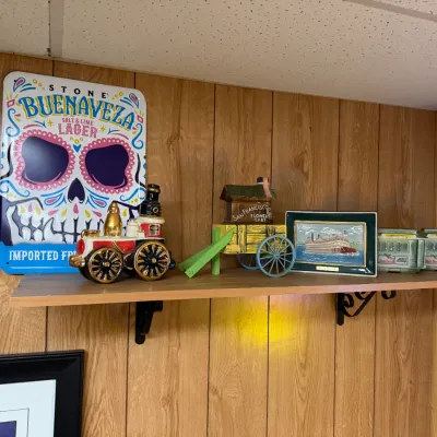 Sale Photo Thumbnail #76: Vintage Decanters & Tin Sign 