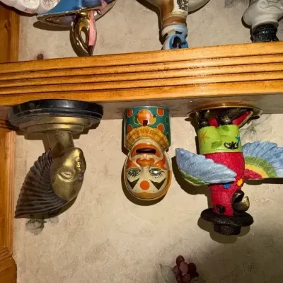 Sale Photo Thumbnail #94: C.1950's Era Tin Litho Clown Mechanical Bank 