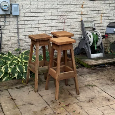 Sale Photo Thumbnail #67: 3 Old Wooden Stools 