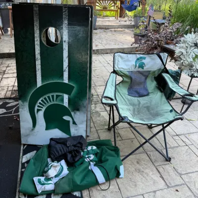 Sale Photo Thumbnail #43: Lighted Corn Hole Bean Bag Game. State of Michigan Football