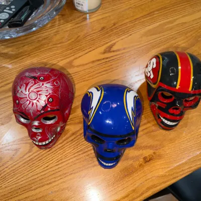 Sale Photo Thumbnail #113: Artist Handmade Ceramic Skulls that are Hand-Painted 