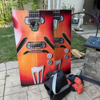 Sale Photo Thumbnail #42: Lighted Corn Hole Bean Bag Game. Face of Electric Guitar 