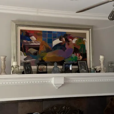 Sale Photo Thumbnail #8: Large Framed Oil Painting on Canvas by  