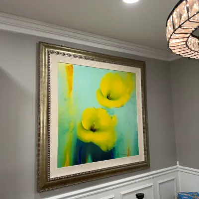 Sale Photo Thumbnail #111: 4' x 4' Framed Floral Motif Oil on Canvis 