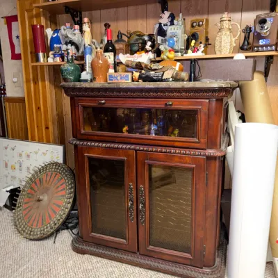 Sale Photo Thumbnail #80: Cherry Wood & Marble Top Electric Wine Chiller Refrigerator 