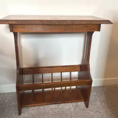 Vintage Wooden Side Table/Magazine Holder