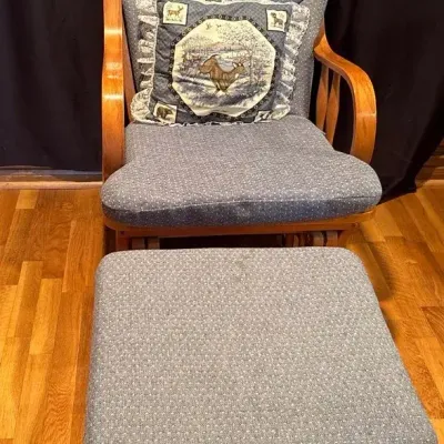 Wood Framed Gilder Rocker Chair With Ottoman 