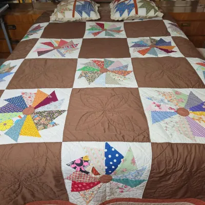 Hand Stiched Quilt Brown