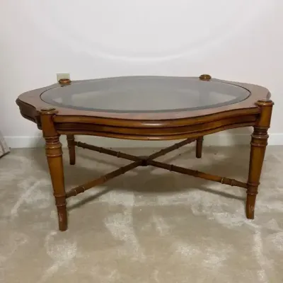 Round Wood And Glass Coffee Table