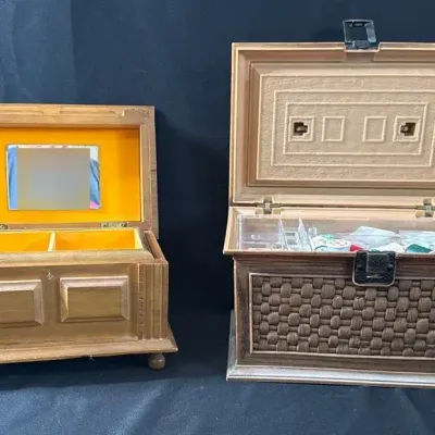 Classic Lerner Sewing Box And Musical Jewelry Box