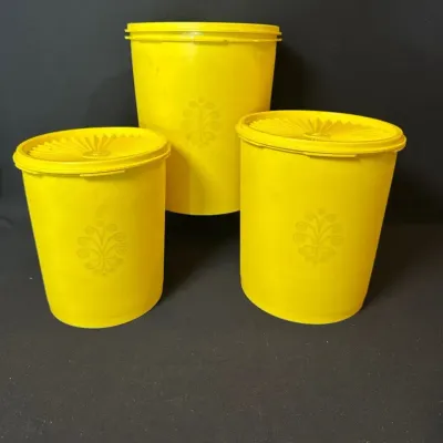 Yellow Servalier Tupperware Canisters